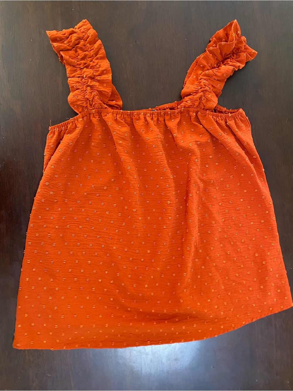 Ruffled Strap Orange Tank Top - Medium Fashion